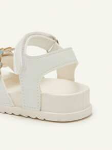 Cozy Pixies 1 par de sandalias planas de verano suaves y versátiles con flores 3D para niñas pequeñas, estilo princesa y casual a juego