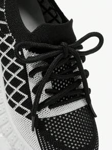 JNSQ 1 Pair Fashion Casual All-Match Versatile Comfortable Soft Bottom Breathable Lace-Up Sneakers, Suitable For All Seasons And Back To School - Black - View 5