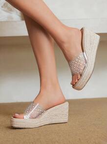 Styleloop Women's Wedge Heel Espadrille Sandals - Clear - View 2