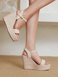 Styleloop Women's Summer Casual Platform Wedge Sandals - Beige - View 3