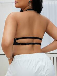 SHEIN Women's Regular Crossover Strap Seamless Bra - Black - View 6