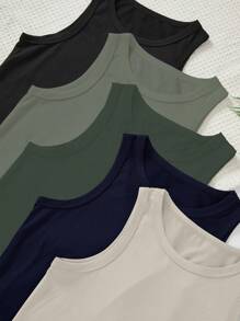 5件套青少年男孩舒适休闲无袖基本款背心汗衫