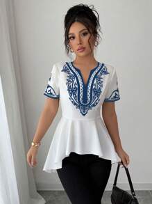 Elenzga 女士梭织休闲假日夏季衬衫 - 白色 - 查看 6