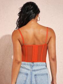 Silquee Top de tirantes unicolor bustier con encaje - Naranja - Ver 2