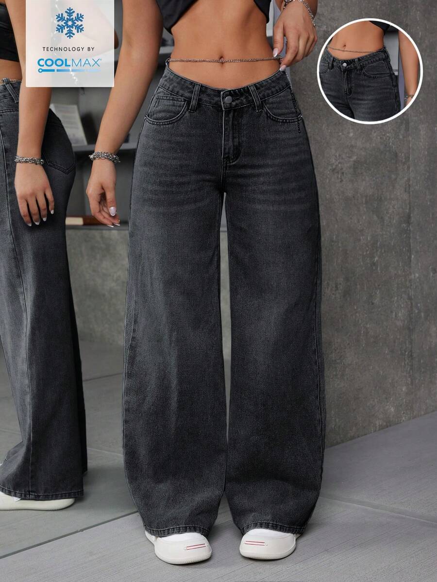 SHEIN ICON V型低腰牛仔裤，夏季时尚