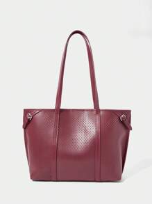 SHECARRY Women's Fashionable Daily Commute Large Capacity Shoulder Bag - Burgundy - View 2