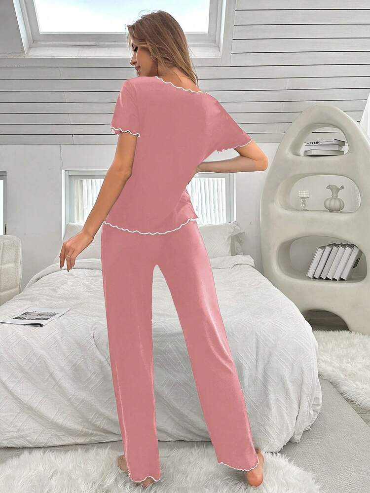 بيجاما نوم نسائية مزينة بالفيونكة ذات ألوان متباين...