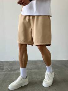 Manfinity Hypemode Men's Loose Solid Color 7 Inch Shorts, Can Be Detached To Bermuda Shorts, Summer - Khaki - View 6