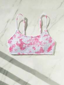 Swim Mod Women Floral Print Bikini Top, Random Print For Summer Beach Vacation - Pink - View 3