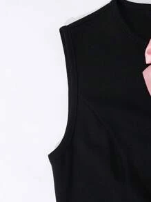 Teen Girls Elegant Bow Decor Sleeveless Dress
