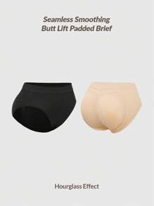 SHAPORA 2 件装 无缝中腰提臀加厚三角裤塑身裤 收腹束腰 - 彩色 - 查看 3