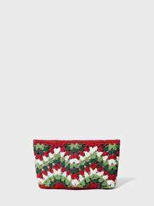 SHECARRY Contrasting Color Crocheted Holiday Christmas Gift Clutch - Multicolor - View 2