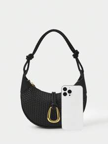 SHECARRY Women's Simple Fashion Zipper Underarm Handbag - Black - View 5