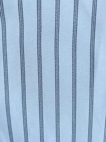 Selianne Romantic Elegant Graduation Concert Outfit Business Casual Old Money Style Anouk Yve Aura Quiet Style Commuter Blue Striped Shirt Dress Short Sleeves Pocket Bow Slits 2025 Spring And Summer Vacation And Leisure Home New Long Dress - Blue - View 8