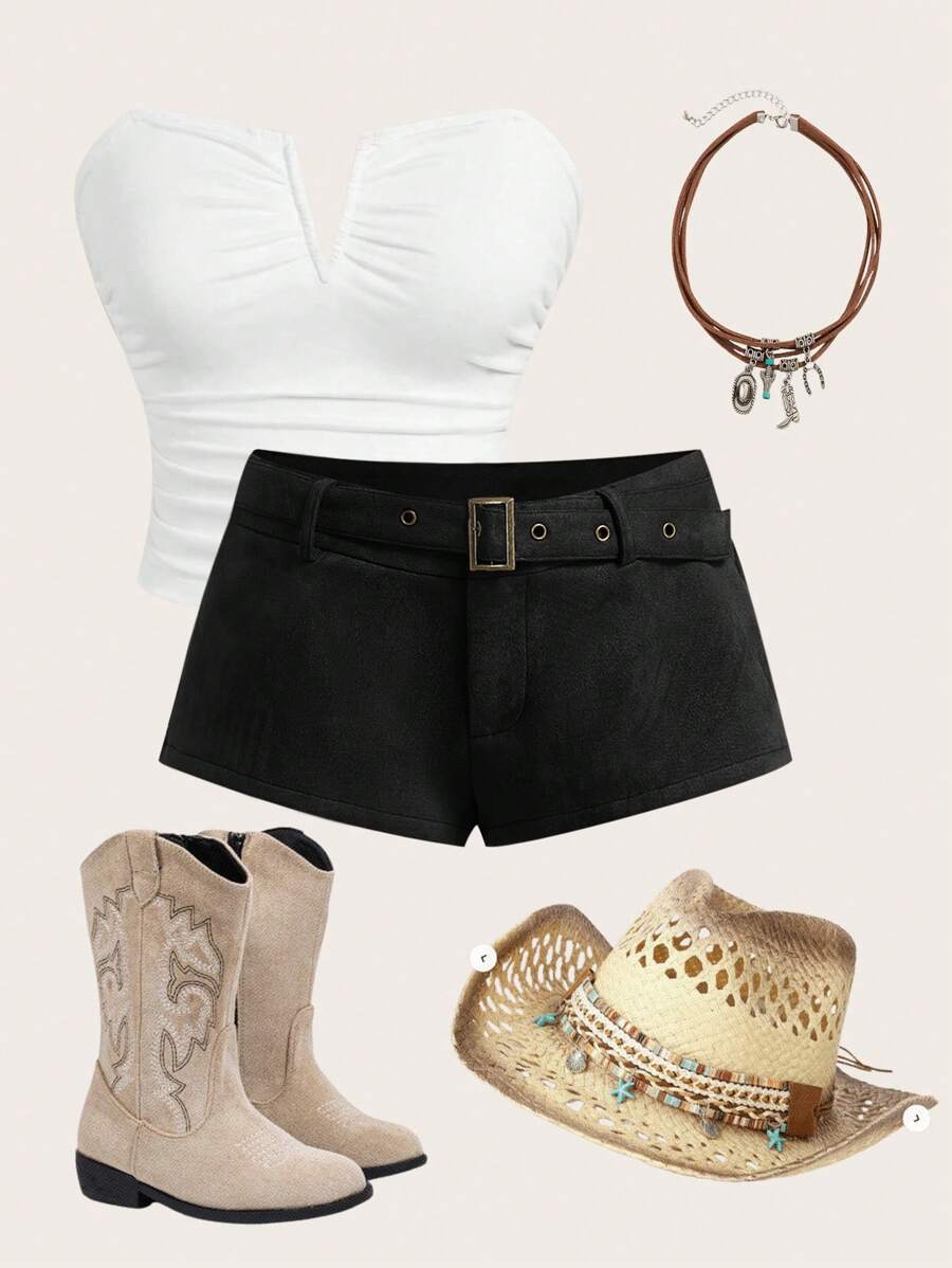 SHEIN EZwear Quần short dệt kim màu trơn thời trang dành cho nữ, mùa hè - màu đen - Xem 1