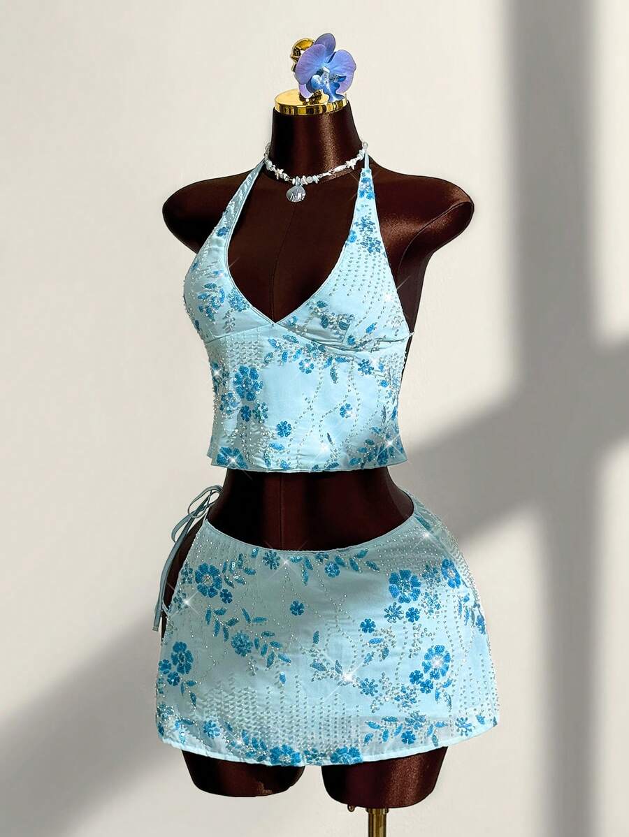 Set Donna 2 Pezzi Loungewear - Top Con Bottoni E Pantaloni Largo In Cotone Lino, Plus Size - Foto 4