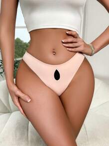 SHEIN Women's Fashionable Minimalist Sexy Water Drop Hollow Out Briefs