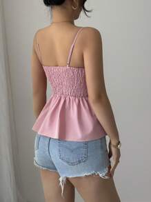 Elenzga Sommerurlaub Bohemian Style Taille Cinching Elegantes Damen Camisole - Pink - Übersicht 3