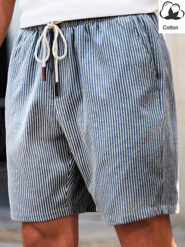 HIMLAND Herren gewebte gestreifte Shorts mit schlanker Passform und geradem Bein, ideal für den täglichen Sommergebrauch
