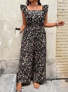 SHEIN LUNE Plus Size Strapless Square Neck Summer Jumpsuit - Multicolor - View 7