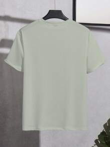 NEOREFINED Camiseta de manga corta de cuello redondo de unicolor y ajuste ceñido para hombre, de moda para el verano - Verde - Ver 2