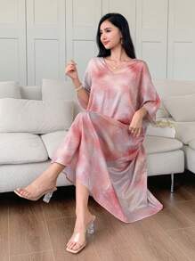 DAZY Vestido de mujer de longitud media con cuello en V y estampado floral, de moda para el verano, vestidos casuales de mujer