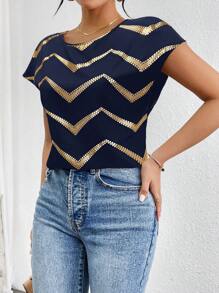 SHEIN Privé 女式休闲优雅宽松金属肩衬衫上衣，女式纯色缎面蝙蝠袖褶皱衬衫