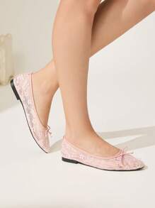 CUCCOO HITCHD Giày đế bằng giản dị thoáng khí mũi vuông màu trơn phong cách đám cưới mới mùa xuân/thu 2025 - Hồng - Xem 8