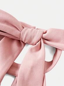 SHEIN Tween Girls' Elegant Halter Backless Bow Jumper Loose Leg Pants - Dusty Pink - View 4