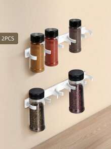 SHEIN Basic living 2/4/14pcs/1 Set Of Plastic Spice Jars With Clip Covers, Kitchen Storage Racks, Label Kits, Asymmetrical Stickers, Blackboard Stickers, PVC Waterproof Self-Adhesive Seasoning Jar Labels, Double Lid Seasoning Jars, Kitchen Household Salt, Monosodium Glutamate Seasoning Bottles, Sealed Moisture-Proof Large Caliber Transparent Measurable Seasoning Bottle Storage Racks, Simple Bottle Mouth Clip Food Clip Kitchen Clip Two-Color Plastic