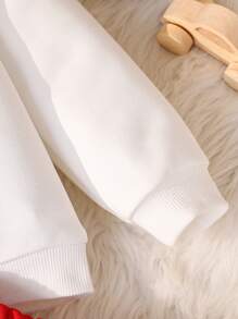 SHEIN Leap Crew 男宝宝休闲百搭红白加垫背心外套连帽运动衫和长裤 3 件套，宽松版型，适合秋冬季户外活动 - 紅白色 - 查看 3