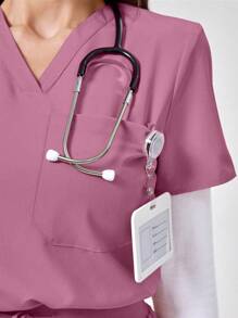 TaskEZ Scrub Uniform Set: Short Sleeve V-Neck Top And Long Pants