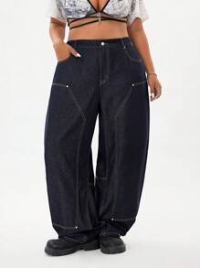 Jeanoix Jeans rectos de talla grande, de corte holgado y casual, para primavera/verano