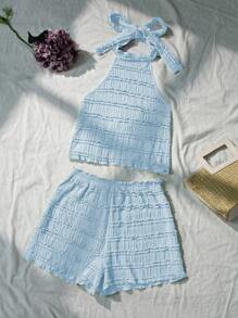 Elamini Women Two Pieces Outfits For Daily Wear - Blue - View 5