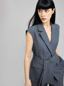 Ontre 2025 Autumn/Winter Women's Clothing, Fall/Winter Women's Wear, Back To School, Halloween, Christmas, Business Casual, Retro Dignified Elegant Versatile Basics, Nashville Apparel, Solid Color Vest, Pants, Suit Set, Gray Suit, Casual Urban, Minimalist Commuter, Unisex Suit, Vest Suit Set, Party Wear, Carnival, Teacher Outfit