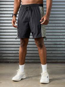 Manfinity Sport Corelite Men's Fashion Sports Shorts, Suitable For Summer Workout Clothes Running Shorts - Black - View 5