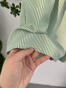 Chiquease Women's Vintage Style Inelastic Striped Button Elastic Waist Mini Shorts