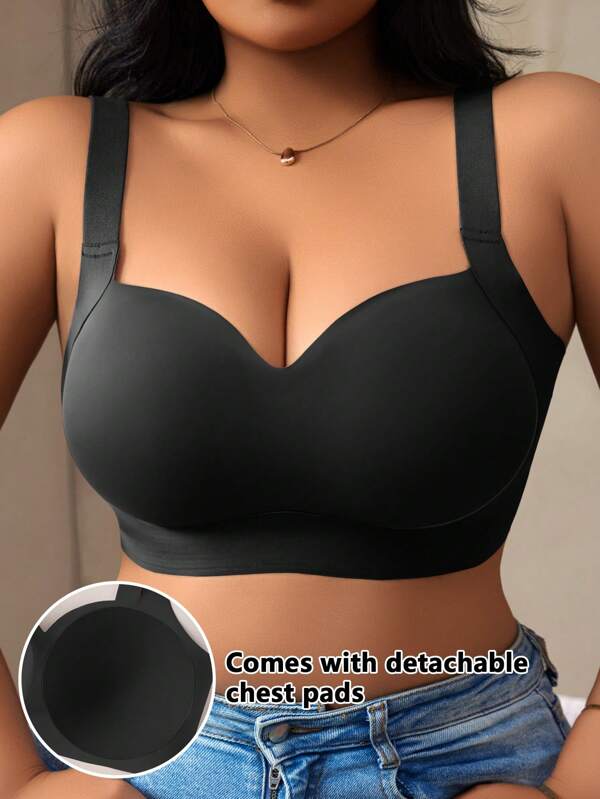 NudeFit 1pc Women Seamless Wire-Free Padded Bra With Removable Straps, Comfortable & Adjustable