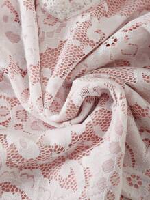 SHEIN Tween Girls' Elegant Lady V-Neck Lace Trim T-Shirt And Elastic Waist Solid Long Chiffon Skirt Two-Piece Flower Girl Wedding Outfit - Pink - View 6