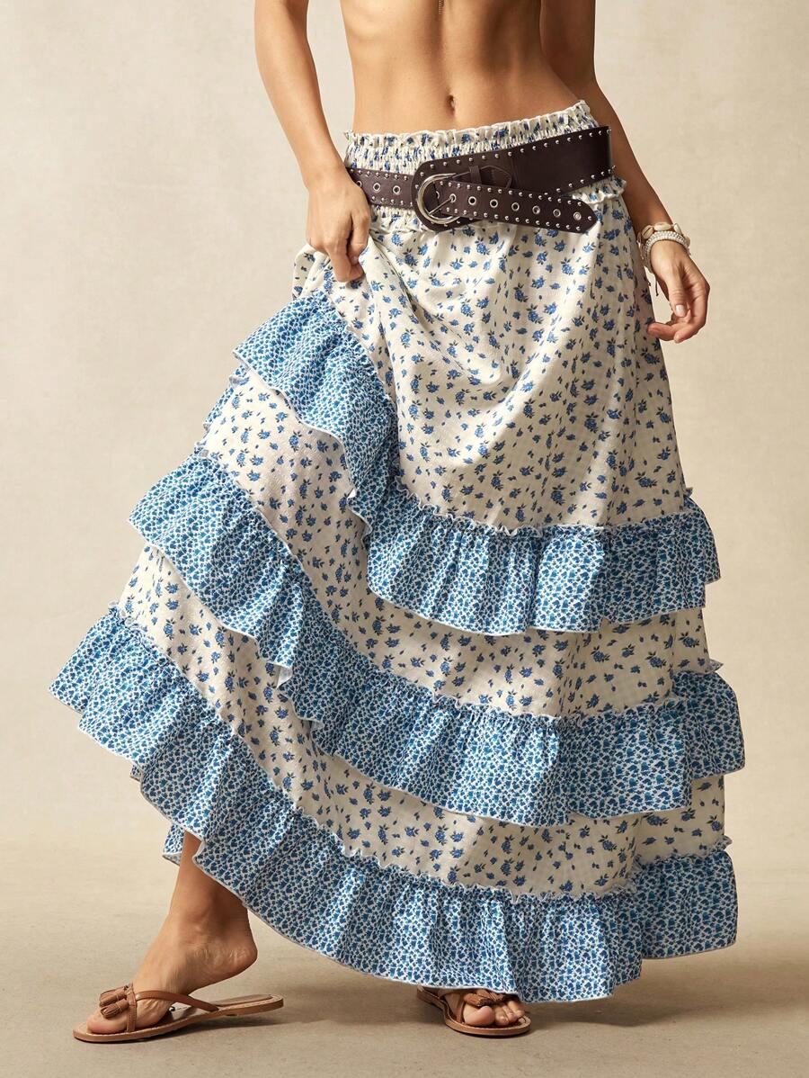 Bohemela Woven Print Loose Women Skirt