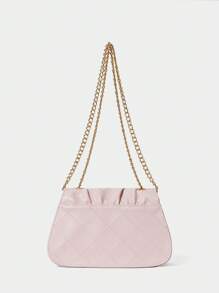 SHECARRY Bolsa de mão minimalista elegante com decoração de metal para mulheres, bolsa de armazenamento casual diária - Rosa - Ver 6