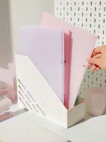 SHEIN 1pc Faux Jade Colored File Folder, A4 Pull Rod Clip Swing Clip PP Information Folder Back To School,Back To School,School Supplies