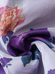 SHEIN LUNE Sifon Marime Plus Rochie Eleganta Romantica Asimetrica Decolteu Floral - Violet - Vizualizare 6