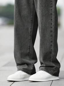 SHEIN Lässige Vintage-Jeans in lockerer Passform, bequem und basic, weite Baggy-Jeans für Kinderbekleidung, weiche Alltagskleidung für Tween Jungen, Outfits für Kinder im Sommer und Frühling, Rave-Outfits, Festival- und Strandoutfits - Dunkelgrau - Übersicht 3