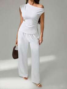 SHEIN Tall Women Two Pieces Outfits For Daily Wear - White - View 8