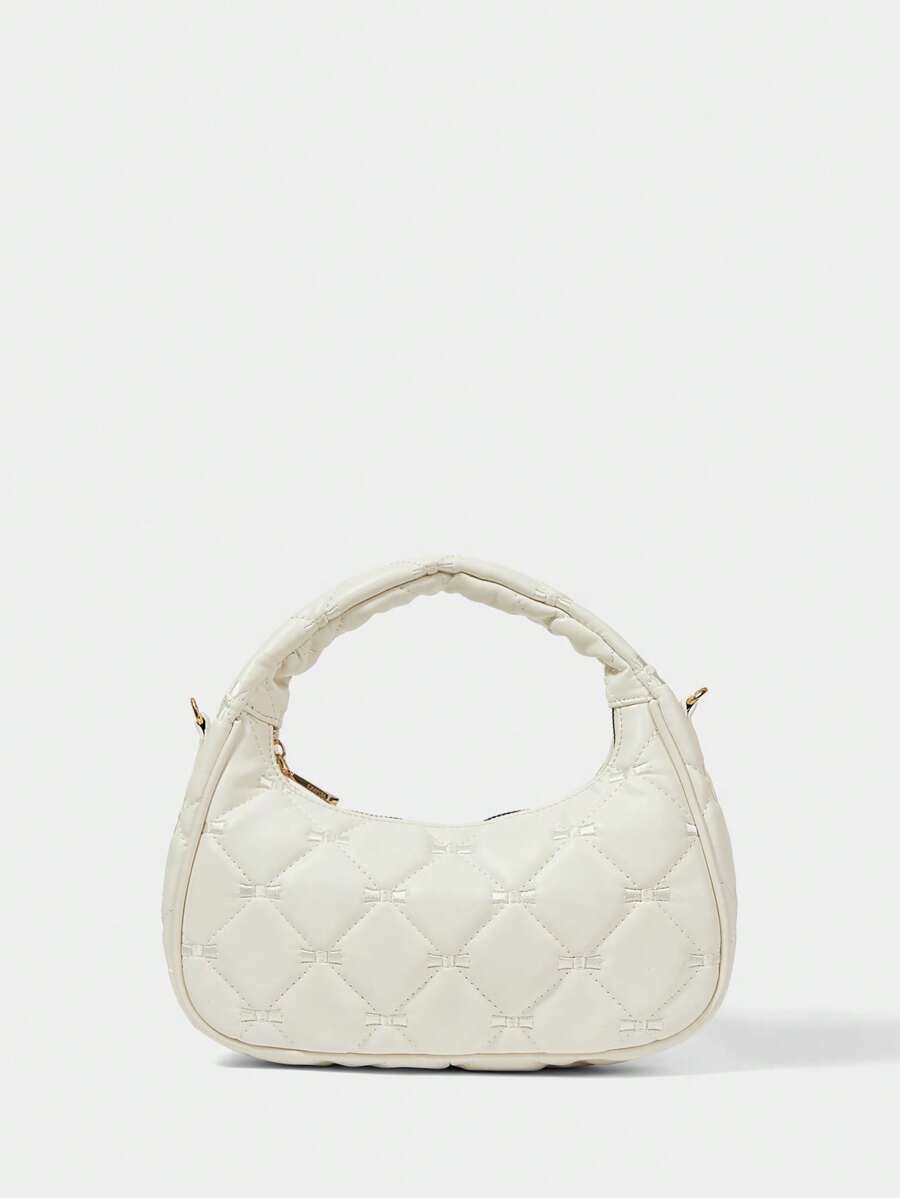 SHECARRY Women Handbag Solid Color Zipper Simple Fashion, Suitable For Summer - White - View 1