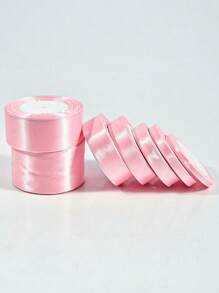 SHEIN 1pc Satin Ribbon(22 Meters/Roll),Double Faced Satin Ribbon For DIY Rose Decor, Gift Wrapping - Wedding Party Bow Ribbon For Table Chair Decoration, Flower Door, Gift Box, Cake Decor, Apparel Accessories, Weaving ,Creates Elegant Festive Atmosphere,Bow Ribbon(0.6/1/1.5/2/2.5/4/5 Cm Width) - Pink - View 8