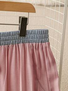 Calvaya Plus Size Women Elastic Waist Casual Straight Leg Pants, Versatile New Arrivals - Dusty Pink - View 3