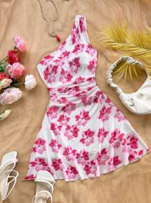 Soleia Bohemian  ,Boho, Romantic Floral ,Vacation, Floral  4th Of July Clothes  Rave Outfits White Graduation Dress Party Dress Graduation Outfit 4th Of July Dress  Butter Yellow 4th Of July Festival Concert Vacation Dress New Elastic Waist Ruffled One Shoulder Elegant Vacation Knitted Print Dress, Slimming & Versatile, Suitable For Easter, Holiday, Casual, Boho, Western, Music Festival, Countryside, Brunch, Beach, Airport, Loose, Sundress, Graduation, Women Vacation Outfits, One Shoulder Dress, Wedding Guest Attire - Multicolor - View 1