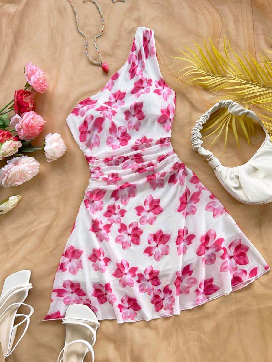 Soleia Bohemian  ,Boho, Romantic Floral ,Vacation, Floral  4th Of July Clothes  Rave Outfits White Graduation Dress Party Dress Graduation Outfit 4th Of July Dress  Butter Yellow 4th Of July Festival Concert Vacation Dress New Elastic Waist Ruffled One Shoulder Elegant Vacation Knitted Print Dress, Slimming & Versatile, Suitable For Easter, Holiday, Casual, Boho, Western, Music Festival, Countryside, Brunch, Beach, Airport, Loose, Sundress, Graduation, Women Vacation Outfits, One Shoulder Dress, Wedding Guest Attire - Multicolor - View 1